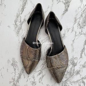 JENNI KAYNE D'Orsay Flat Paisley Metallic Shoes